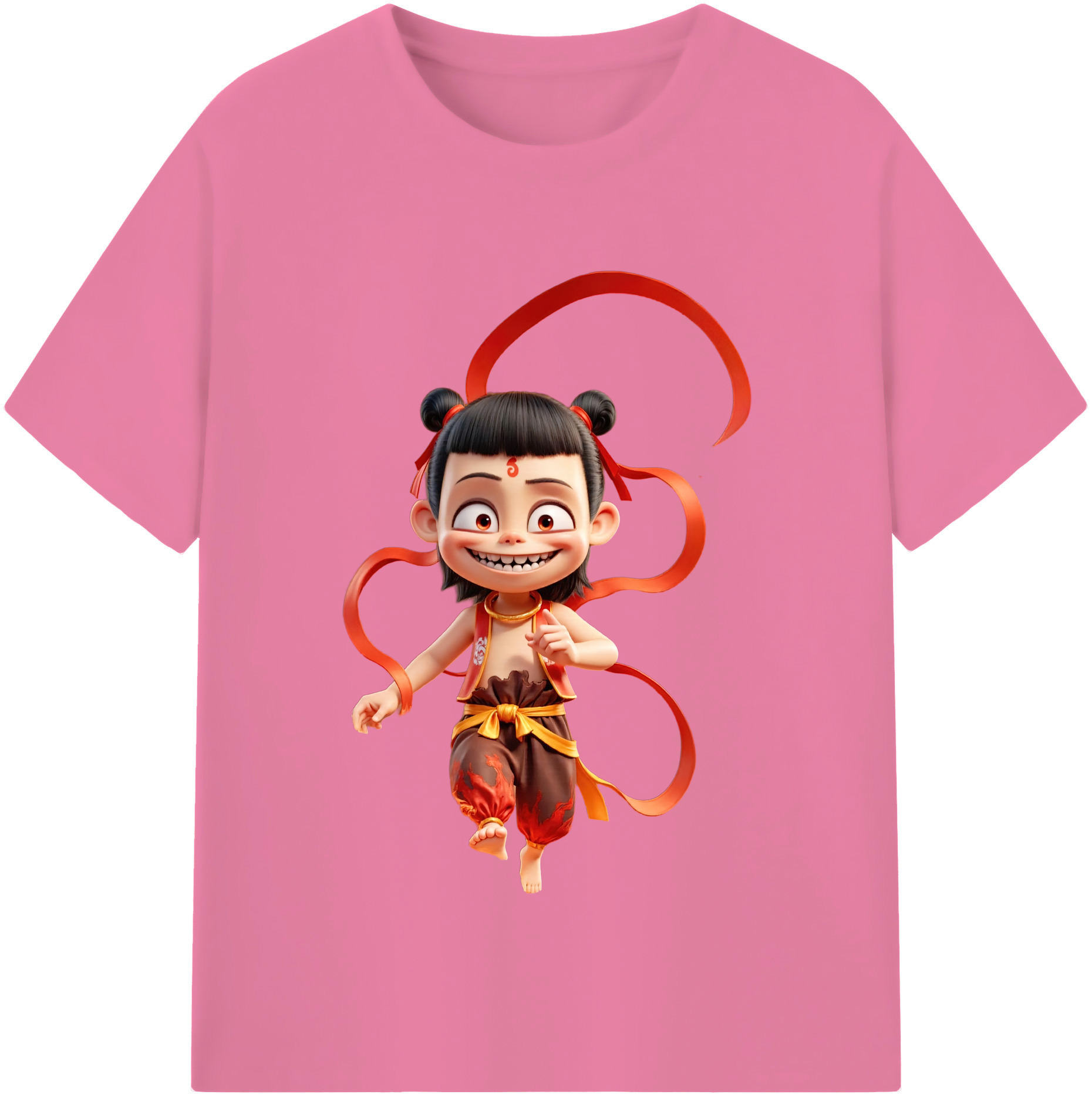 （画像用） Ne Zha 2 ナタ 魔童の大暴れ 綿100％半袖Tシャツ（フロントプリント）